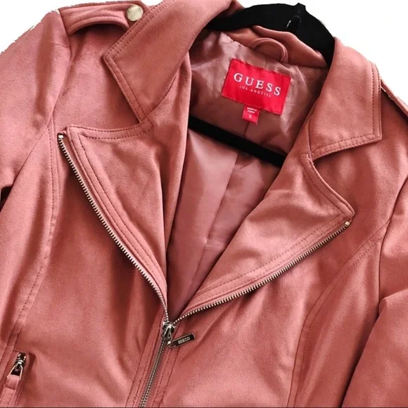 Vintage Guess Moto Soft Stretch Faux Suede Zip Up Fitted Jacket 2000s. - Picture 8 of 8